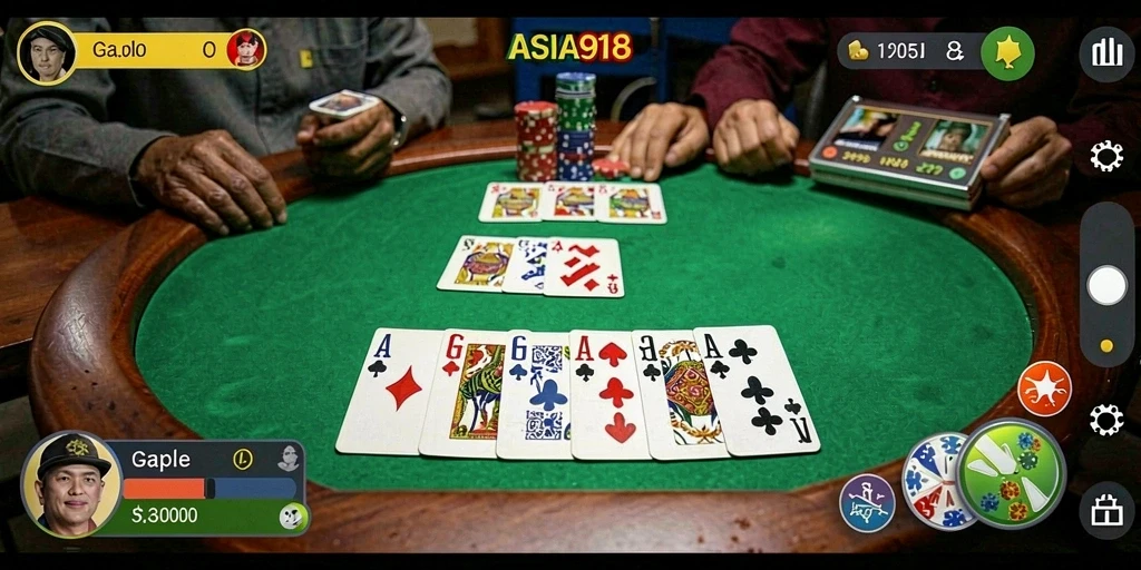 Tampilan seru gameplay Gaple di ASIA918.