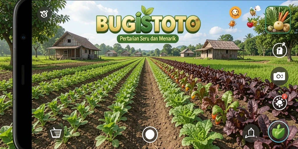 Tampilan gameplay seru di BUGISTOTO dengan aktivitas bertani.