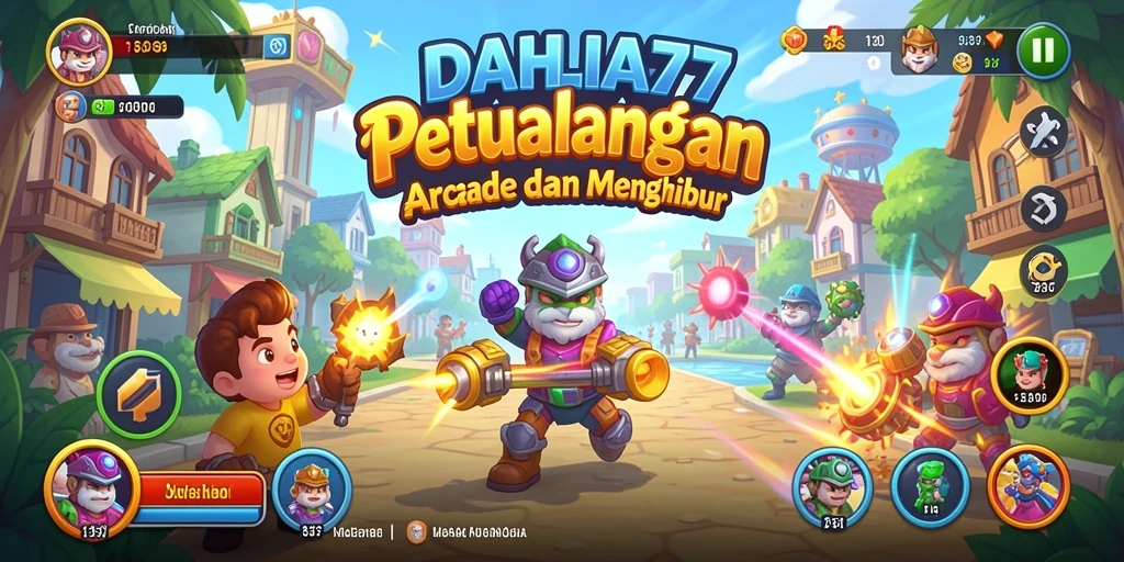 Tampilan gameplay DAHLIA77 yang penuh warna dan dinamis.