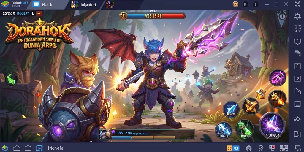 Tampilan aksi seru dalam gameplay DORAHOKI yang menakjubkan.