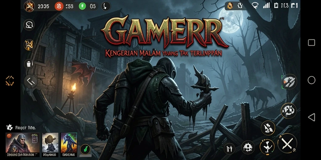 Tampilan gameplay menakutkan dengan pencahayaan redup dan suara mencekam.
