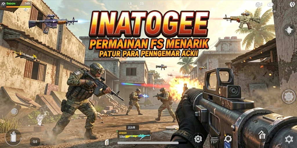 Tampilan gameplay menegangkan dari INATOGEL dengan aksi tembak-menembak.