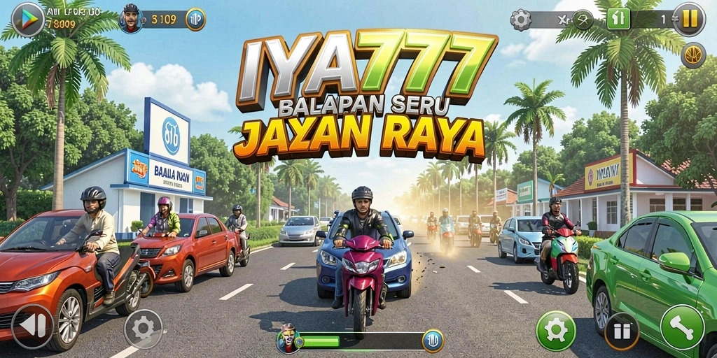 Tampilan gameplay IYA777 dalam aksi balapan yang seru.