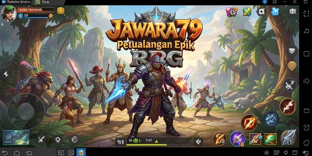 Tampilan gameplay RPG JAWARA79 yang penuh aksi dan petualangan.