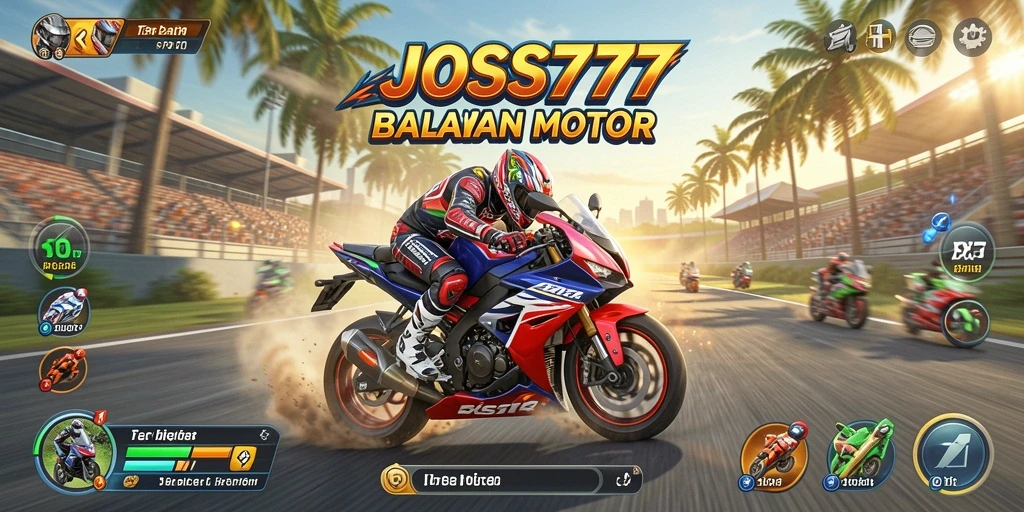 Screenshot gameplay JOSS777 yang menunjukkan kecepatan balapan motor.