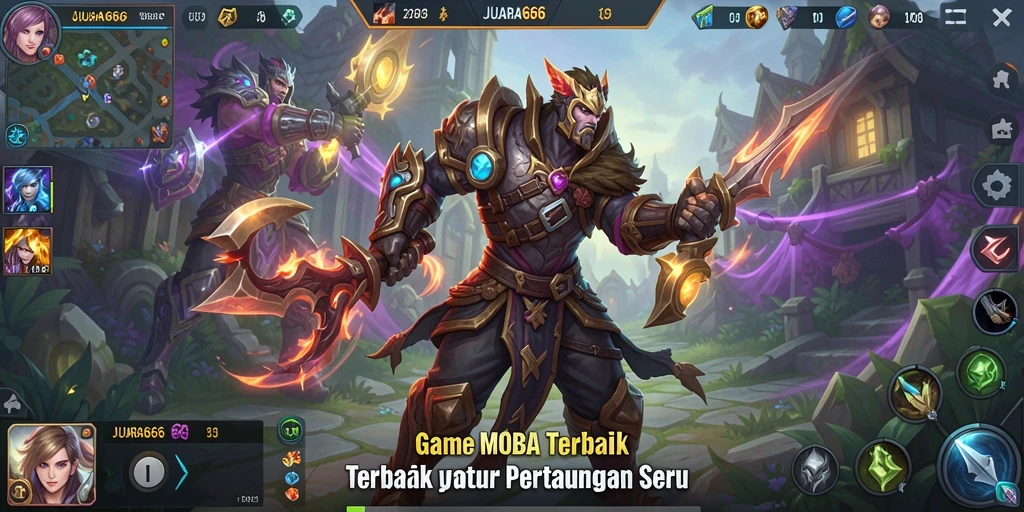 Tampilan seru gameplay JUARA666 dengan pertarungan tim yang intens.