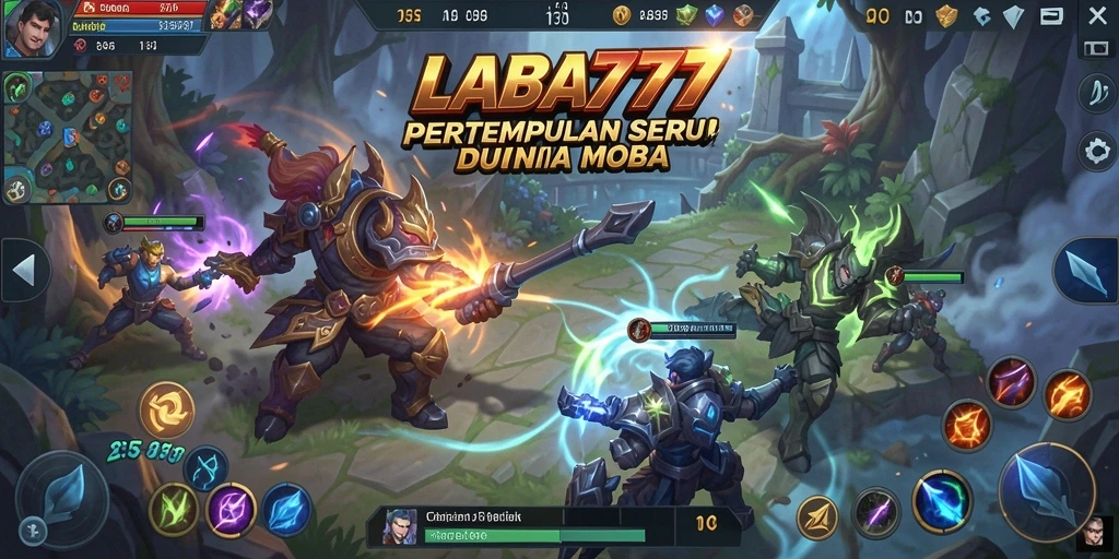 Tangkapan layar gameplay LABA777 dengan aksi seru di arena MOBA.