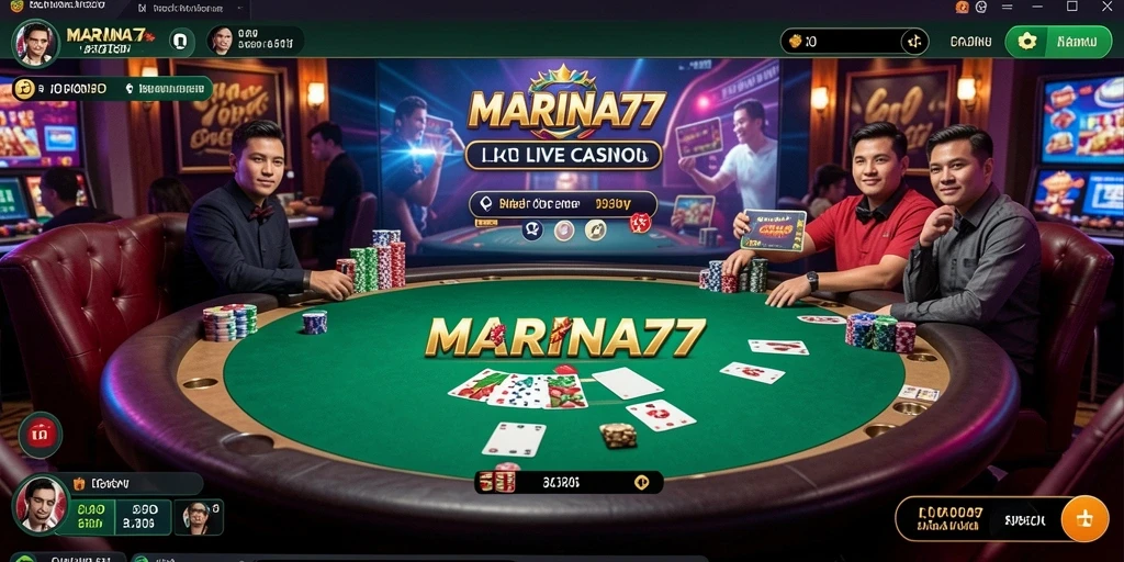 Tampilan gameplay Live Casino MARINA77 yang seru dan interaktif.