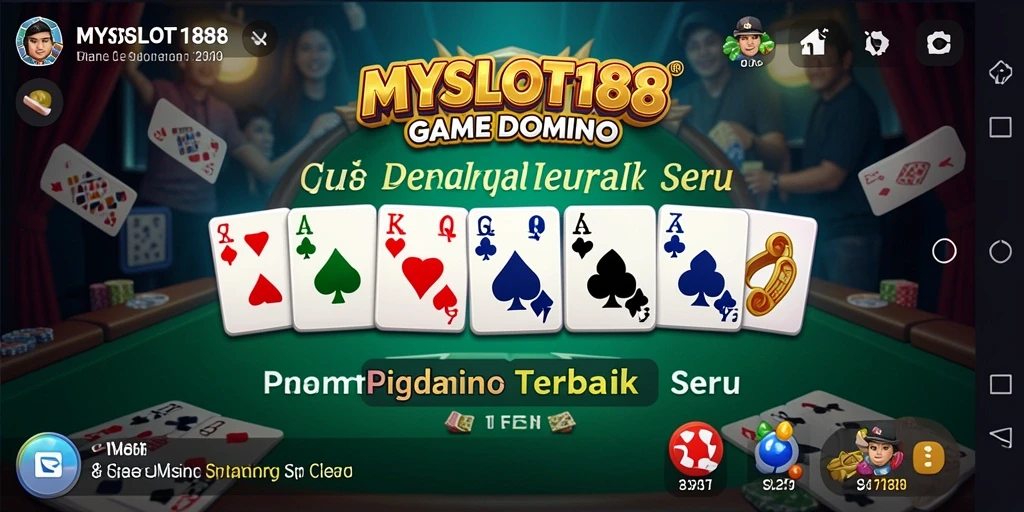 Screenshot gameplay MYSLOT188 menampilkan suasana permainan Domino yang seru.