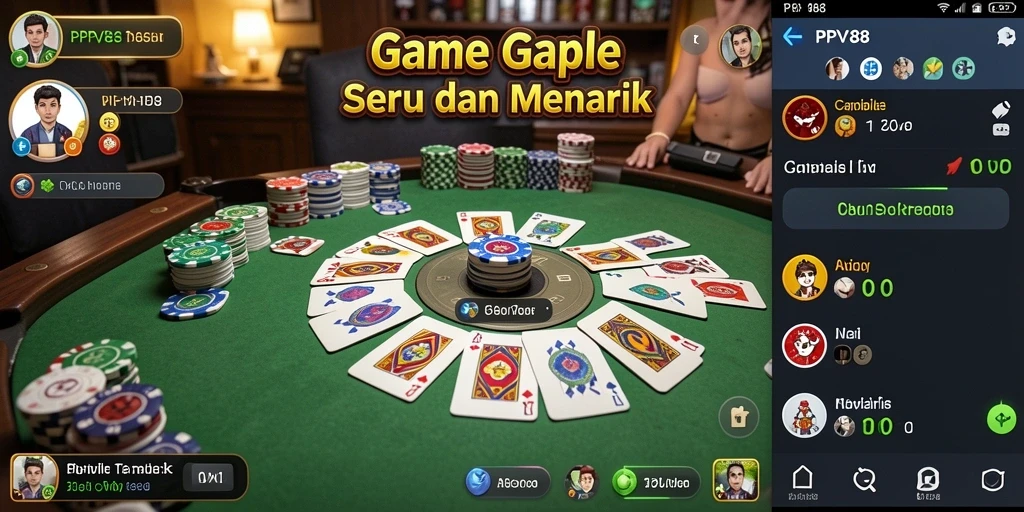 Tampilan gameplay Gaple yang seru di PPV88 dengan pemain aktif.