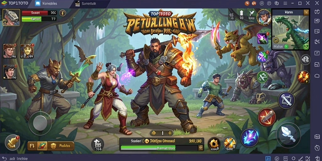Screenshot dari gameplay TOP1TOTO yang memperlihatkan pertarungan yang seru.