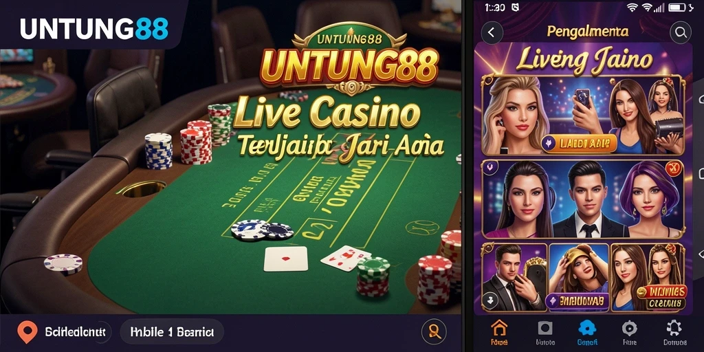 Menampilkan gameplay Live Casino yang mendebarkan di UNTUNG88.