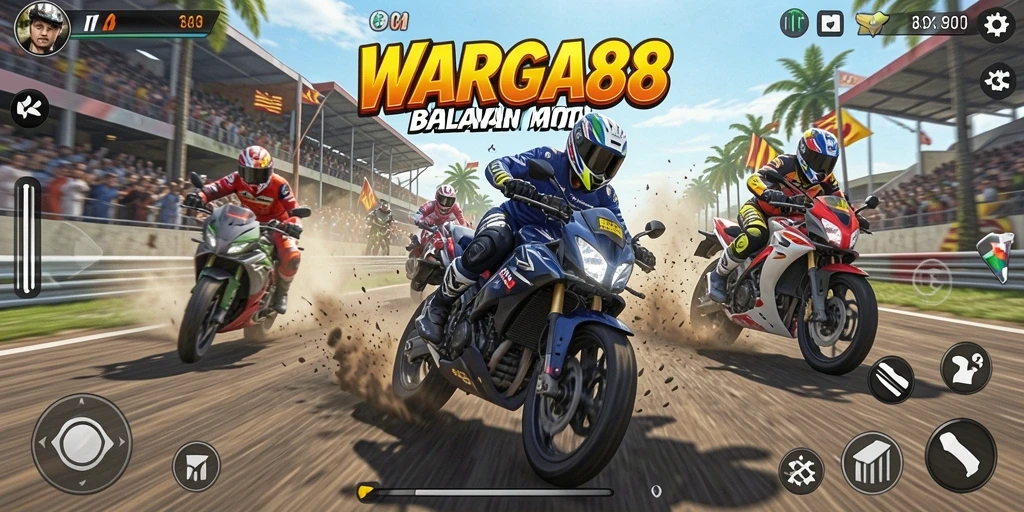 Gameplay seru balapan motor di WARGA88
