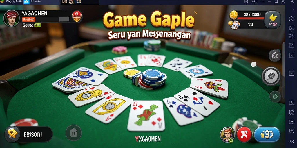 Screenshot YAGAOHEN menampilkan keseruan gameplay Gaple yang menarik.