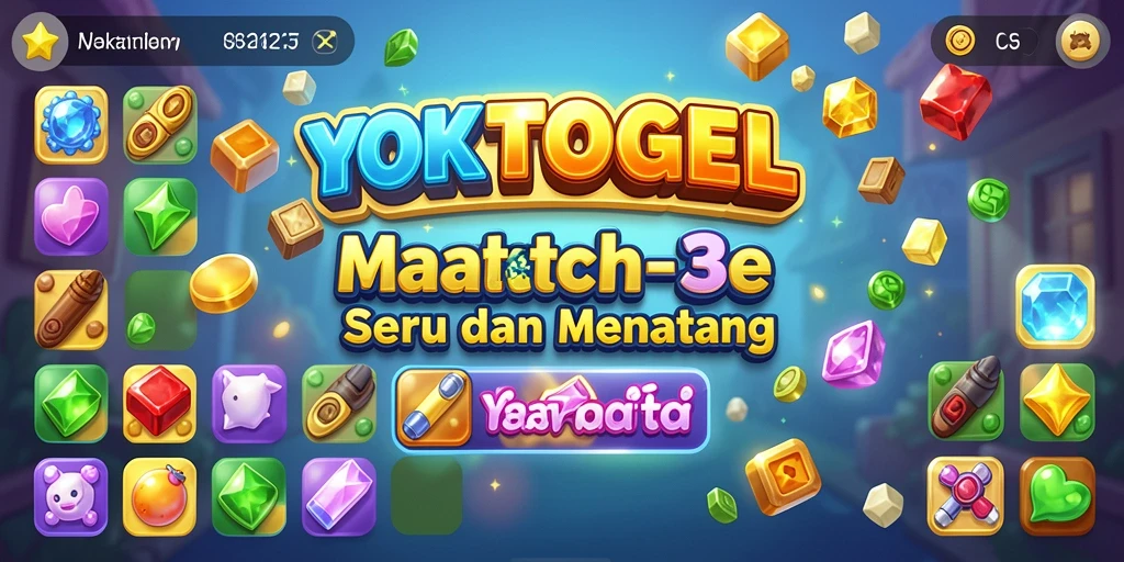 Screenshot YOKTOGEL menampilkan aksi permainan Match-3 yang seru dan penuh warna.